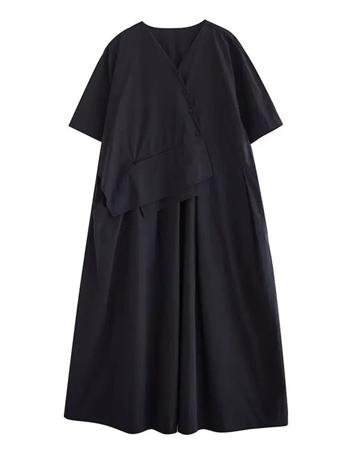 Robe longue décontractée kaki vintage patchwork à manches courtes pour femme, style coréen, nouvelle
