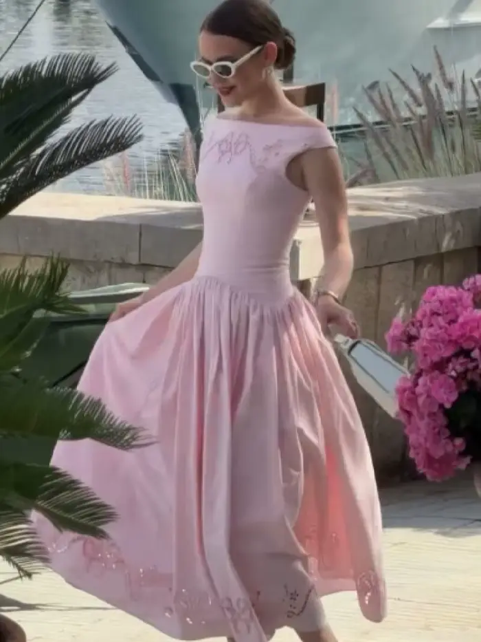 Robe Chic Vintage Blanche à Col Bateau