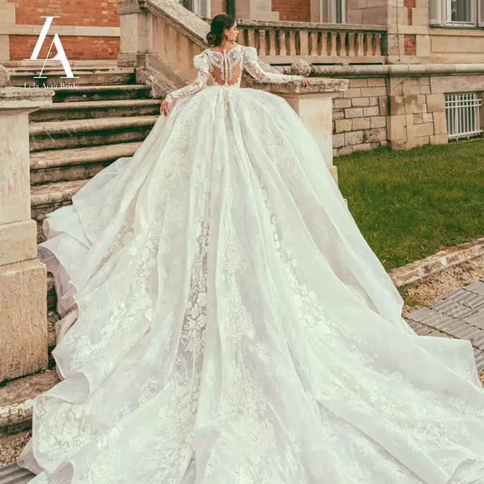 Robes de mariée LelaAcra Sweetheart pour femmes 2026 à manches longues avec appliques
