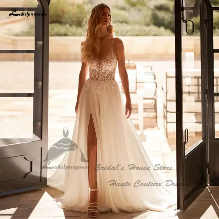 Yanshmigown-Robe Longue Bouffante en Mousseline de Soie pour Mariage, Patients de Plage Sexy, Style 