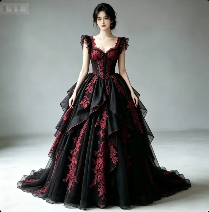 Robe de mariée gothique noire et violette