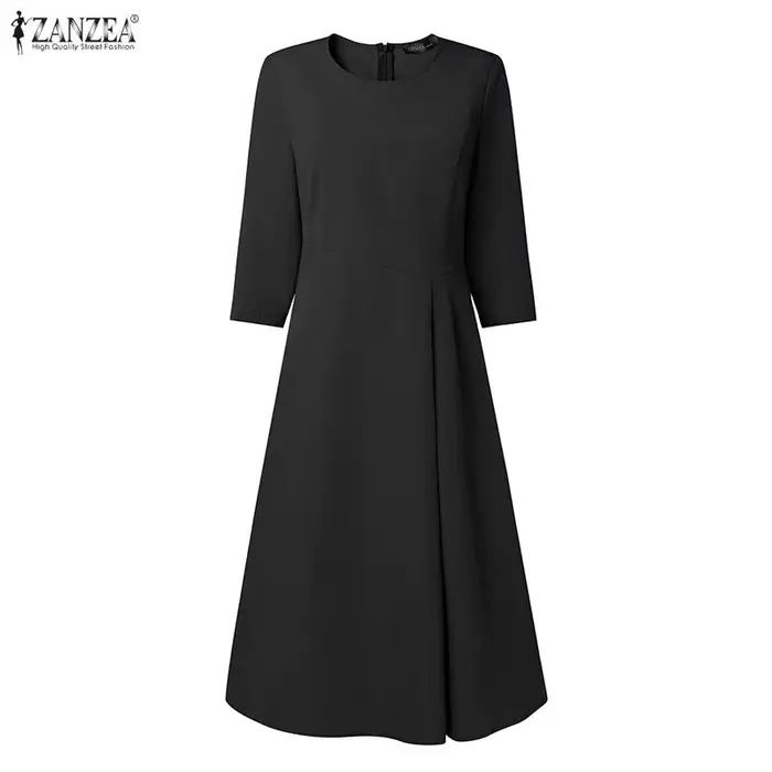 ZANZEA – robe trapèze noire élégante pour femmes