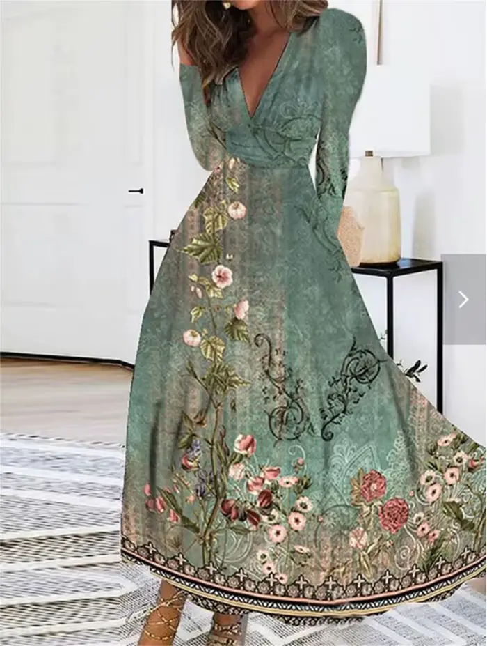 Robe longue élégante à imprimé floral pour femmes