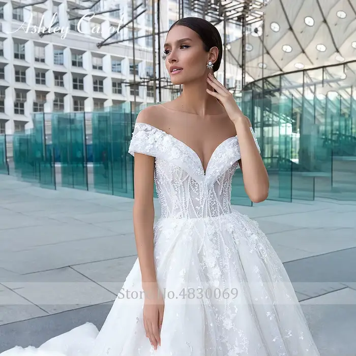 Ashley Carol robe De mariée pour les femmes Sexy chérie perles fermeture éclair 3D fleurs
