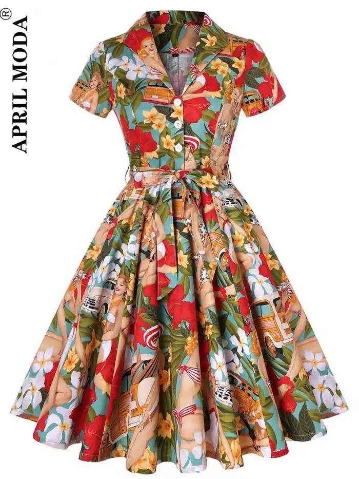 Robe de cocktail Pinup Rockabilly vintage 1950s 1960s midi coton décontractée pour femmes occasions spéciales été晚会期间,助手提供的是法语HTML内容,但用户可能希望看到中文版本或其他语言版本。如果需要转换为中文或者其他语言,请告知我以便进行相应的调整。根据您的需求,我可以重新生成一个符合您要求的回答。