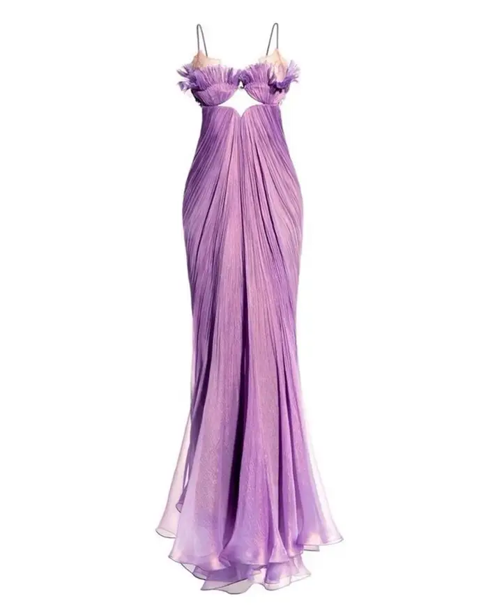 Robe de soirée plissée moderne sirène décolleté audacieux dentelle polyester soirée officielle élégante à offrir femmes occasions spéciales
