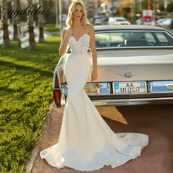 Robes de mariée sirène élégantes personnalisées 2025 en dentelle pour femme