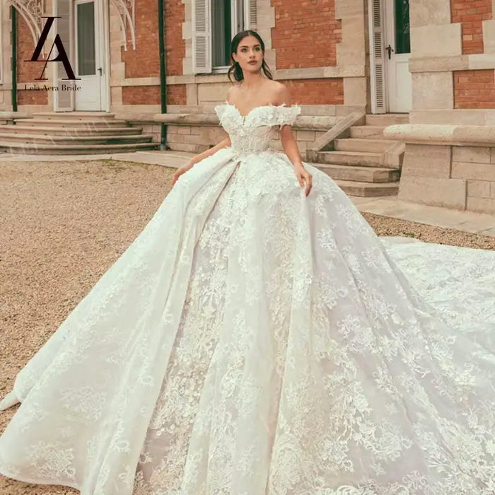 Robes de mariée épaules dénudées LelaAcra pour femmes 2026