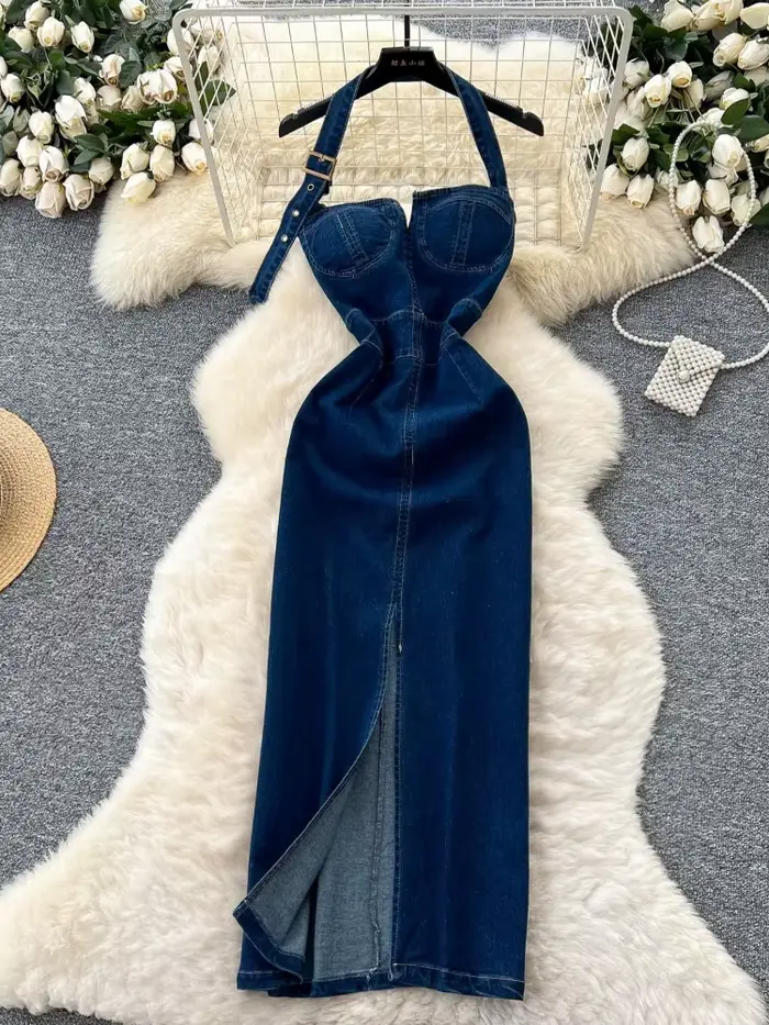 Robe longue en Denim pour femmes