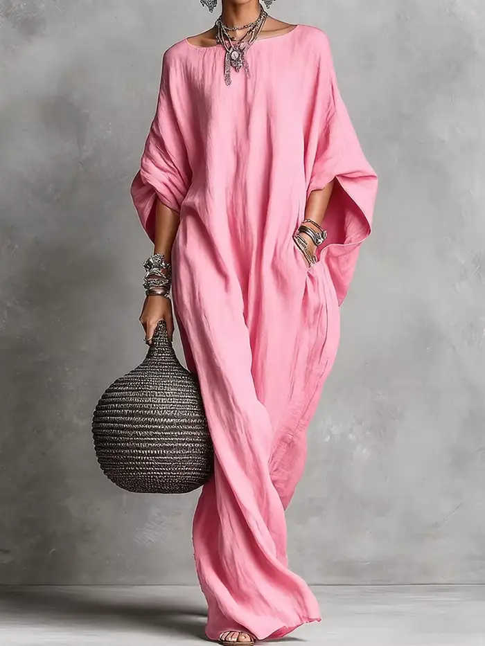 Robe de soirée ample à manches chauve-souris trois-quarts