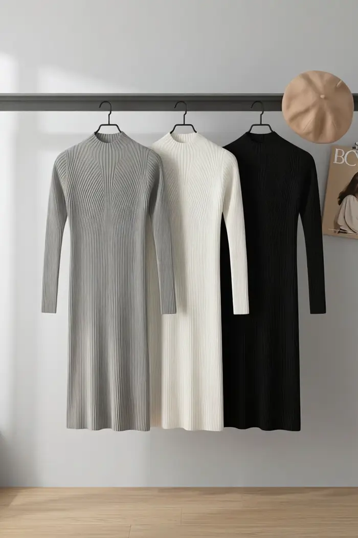 Robe hiver chaude et élégante en viscose et fibres synthétiques pour femmes, occassions spéciales et quotidienne