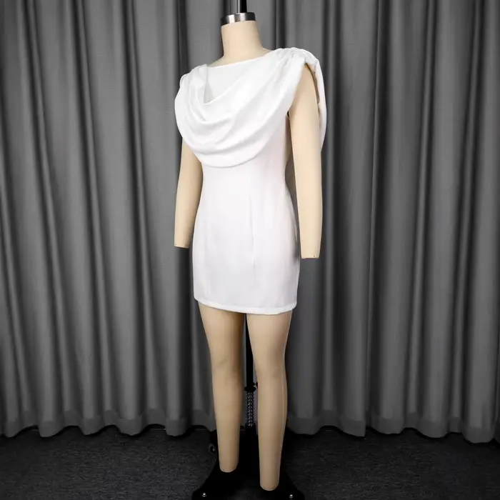 Robe Courte Blanche Femme Sexy Y2K Streetwear Élégante Soirée Travail Taille Haute Halter Sans Manch