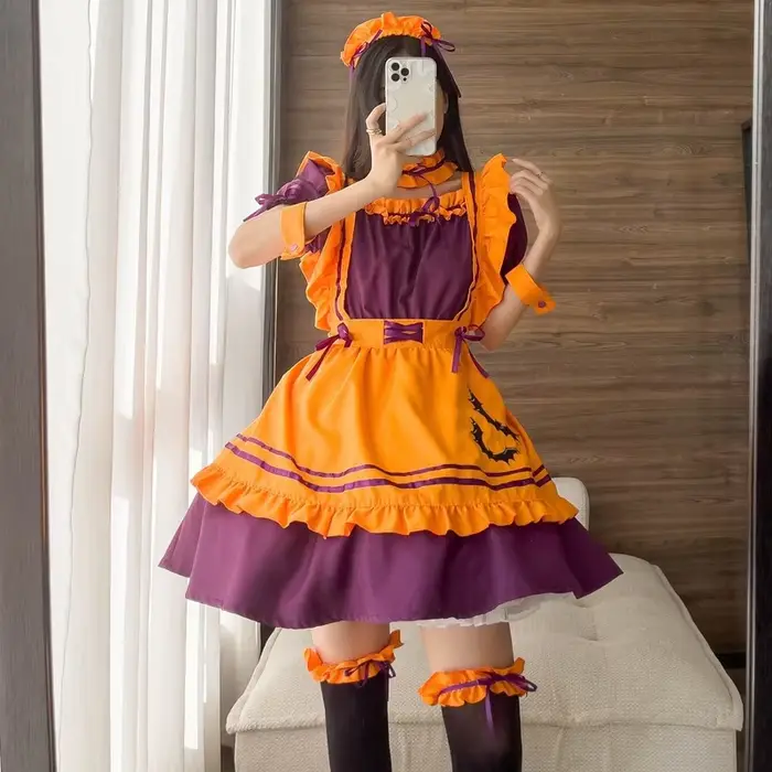 Robe de Princesse ou de Demoiselle d'Honneur de Grande Taille pour Fêtes d'Halloween et Cérémonies de Mariage Violet et Orange