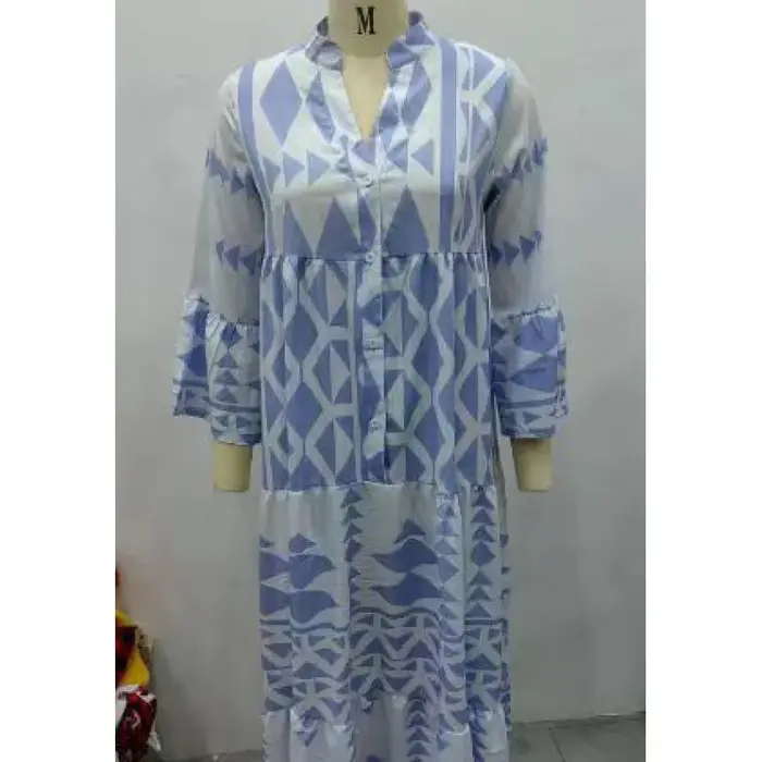 Robe longue plissée à manches longues pour femmes