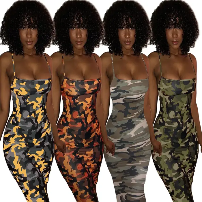 Robe portefeuille de Camouflage Sexy à bretelles