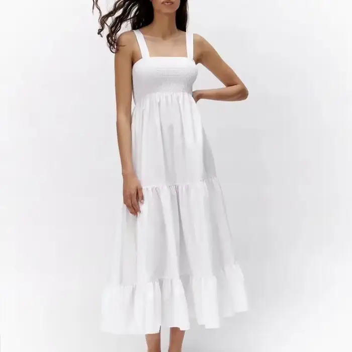 Robe de soirée décontractée plissée à dos ouvert pour femme