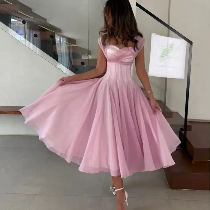 Robe élégante en polyester trapèze sans manches pour femme style français occasions spéciales soirée gala
