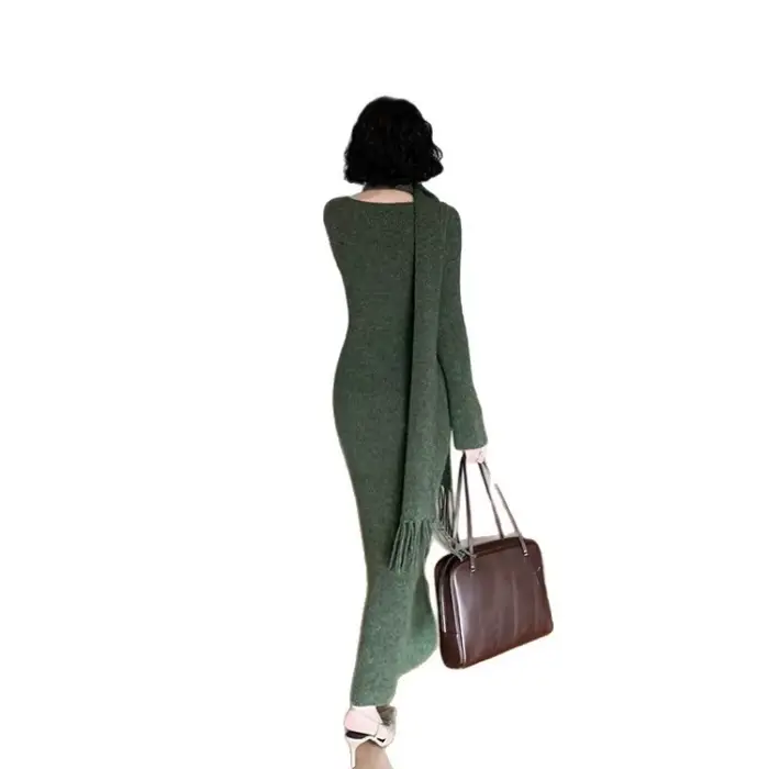 Robe pull tricotée gris pour femmes style décontracté automne hiver confortable élégante à offrir ocassions spéciales