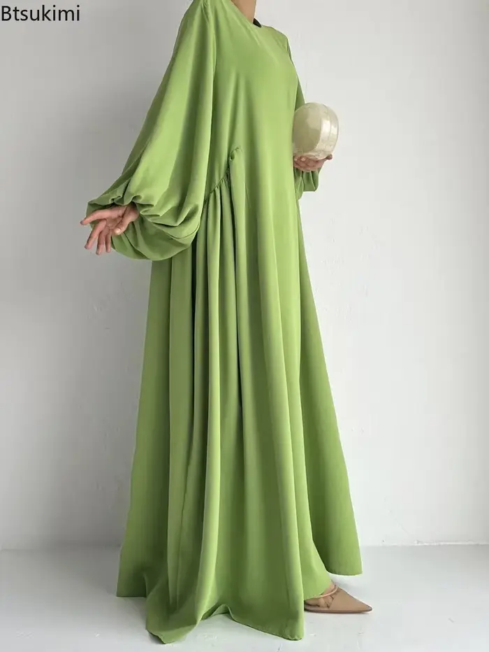 Nouvelles femmes robes musulmanes mode Simple solide Abaya Ramadan Caftan élégant femme décontracté plaine Maxi robe