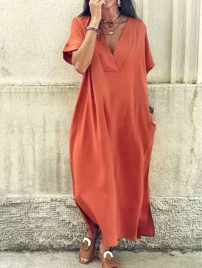 Robe longue décontractée en coton et rayonne style kaftan pour femmes occasions estivales plages et soirées