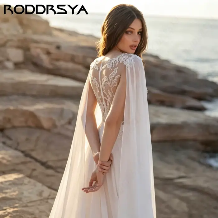 RODDRSYA Robes de mariée élégantes en mousseline pour femmes