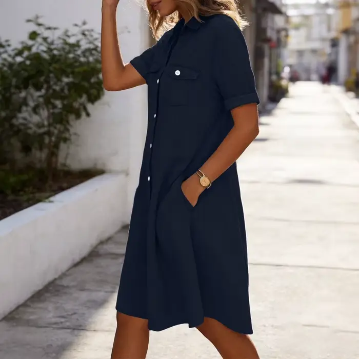 Robe chemise en jean pour femme