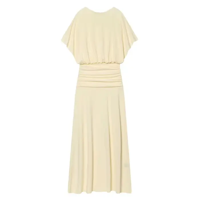 Robe longue plissée douce pour femme, nouvelle collection été 2026, confortable, élégante, style vac