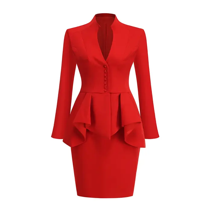 VC Ensemble robe blazer rouge pour femme