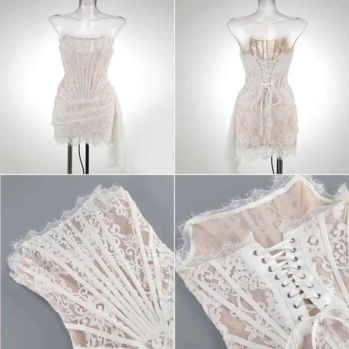 Robe de Soirée en Dentelle sans Bretelles pour Femme