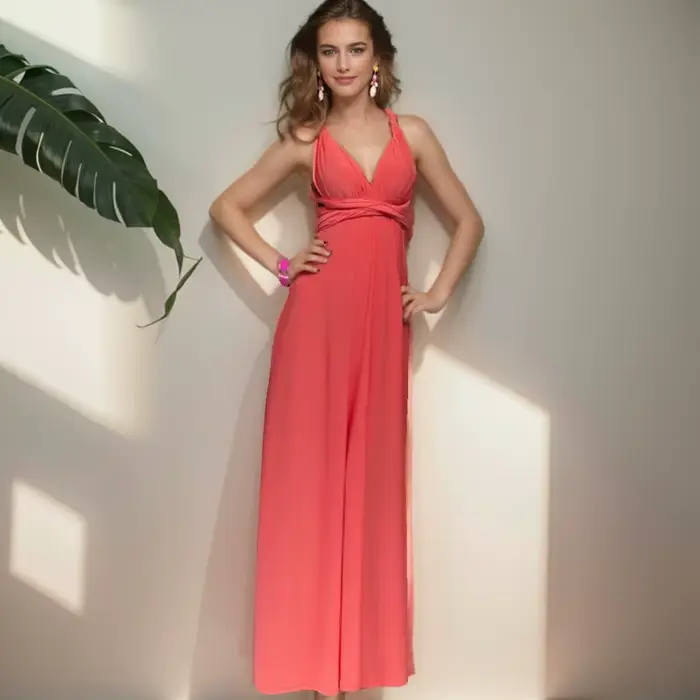 Robe formelle femmes élégante soirée longue profonde V licou robe Convertible Multi Way Wrap Maxi ro