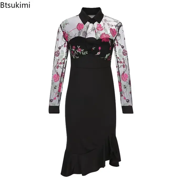 Robe à volants en polyester pour femmes, élégante et sophistiquée, idéale pour soirées et occasions spéciales