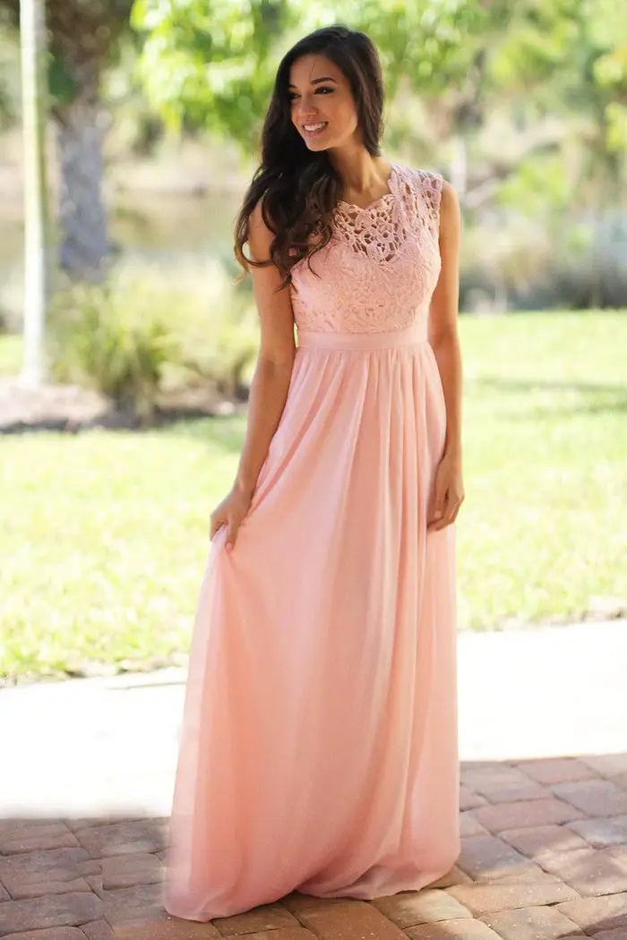 Robe de Demoiselle d'Honneur en Dentelle Rose, Classique, Élégante, en Mousseline de Soie, Ligne A, 