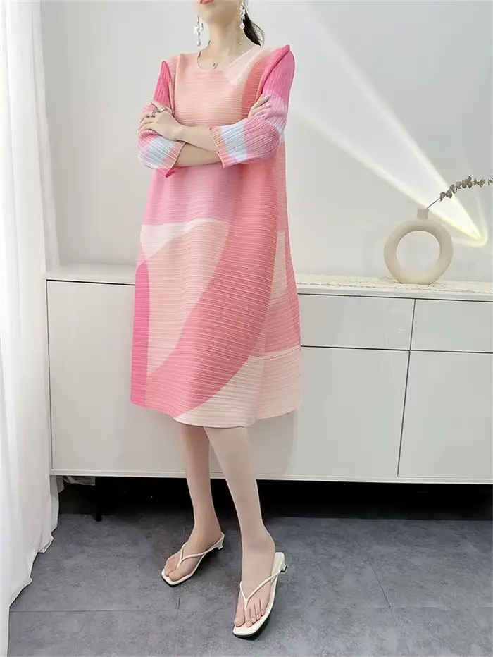 Robe de Soirée Plissée Imprimée Taille Unique Pour Femmes Décontractée Mode Printemps Été Occasions Spéciales
