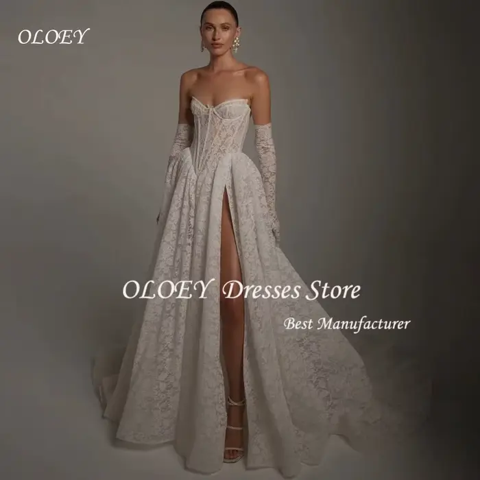 Robe de mariée bohème élégante avec fente et soutien-gorge intégré pour femmes enceintes et occasions spéciales