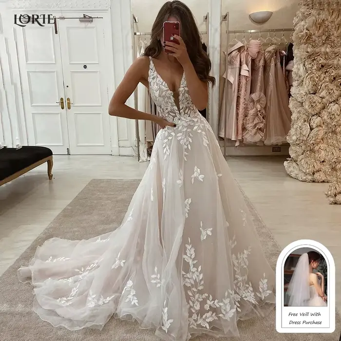 Robe de Mariée Élégante en Dentelle Style Boho