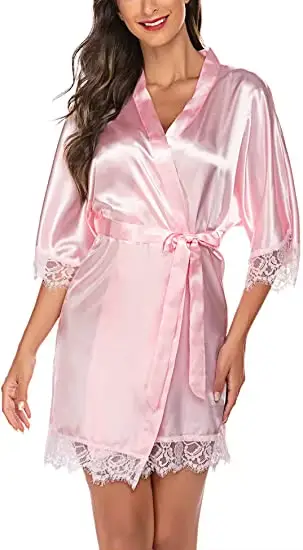 Robe monochrome en dentelle soyeuse pour femmes, robes de demoiselle d'honneur en satin, robe de mar