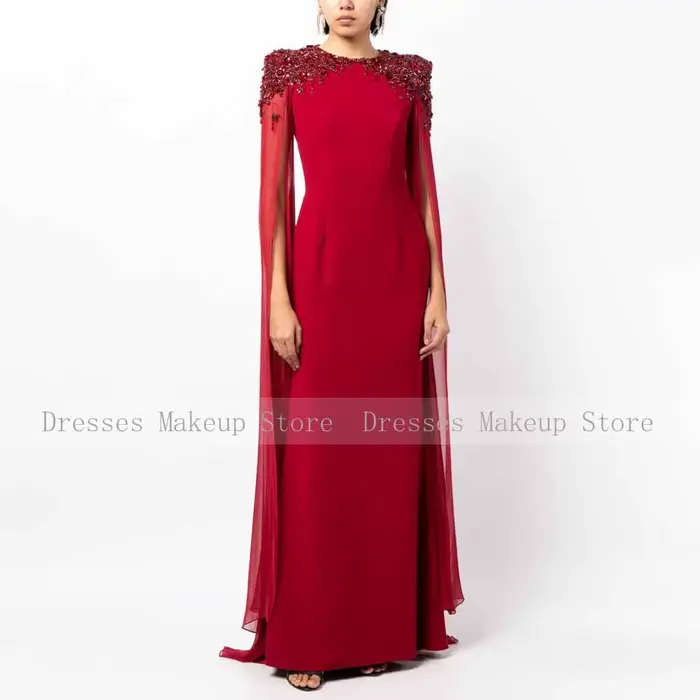 Robe de Soirée Luxueuse en Forme de Sirène et Trompent, Tenue Élégante à Manches sulfet Col Rond, de