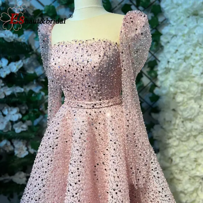 Robe de Soirée Rose Élégante de Dubaï pour Femme 2026