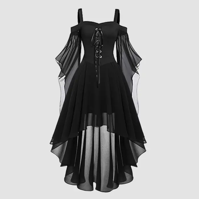 Robes de Cocktail pour femmes, grande taille, mode gothique, Vintage, robe mi-longue, Croset, manche