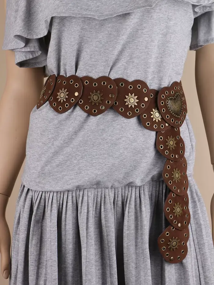 Robe en jean fleur de pêche pour femme, rivet, bouche, connexion, taille, décoration, style cowgirl,