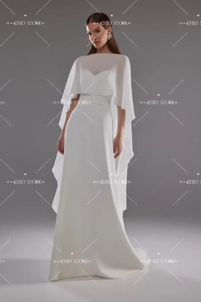 Robe de mariée sirène fluide ZHIO en satin mat et mousseline pour mariée élégante avec dos à lacets et décolleté Mon Amour