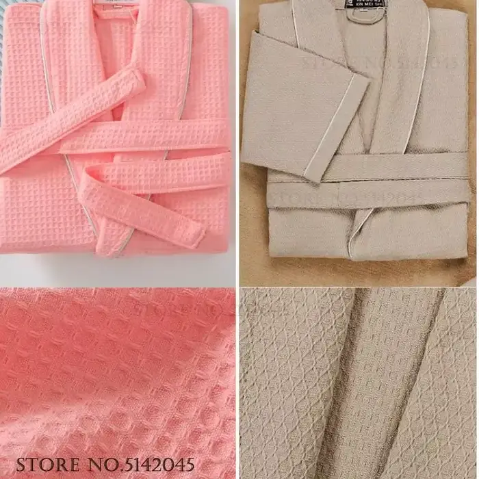 100% coton Couple Robe gaufre peignoir