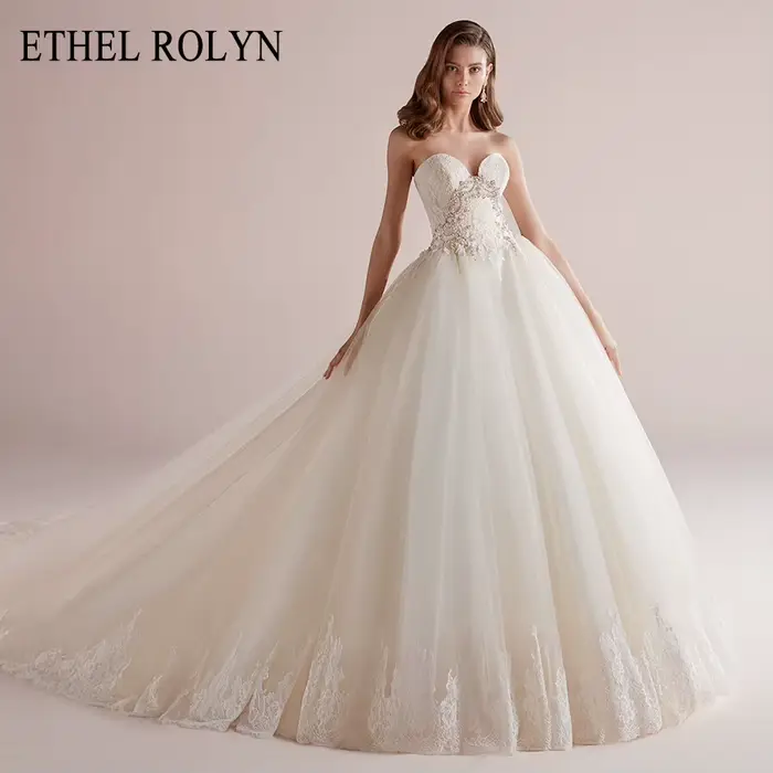 ETHEL ROLYN princesse robe De mariée De luxe perlée dentelle chérie glamour dos nu a-ligne robes De 