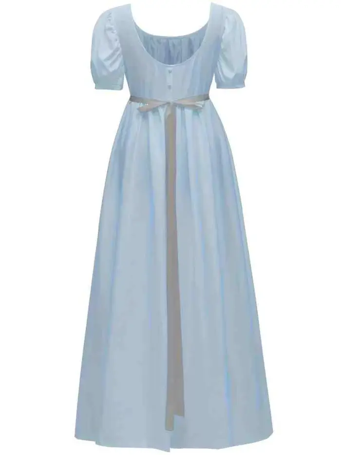 Robe régence pour femmes en polyester avec ceinture en satin et manches princesses pour occasions spéciales