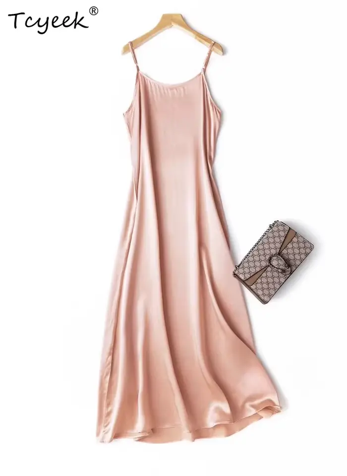 Tcyeek – robe sexy en soie de mûrier naturelle pour femmes