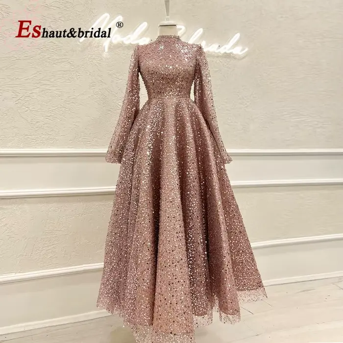 Robe de soirée de mariage arabe de Dubaï pour femme musulmane 2026