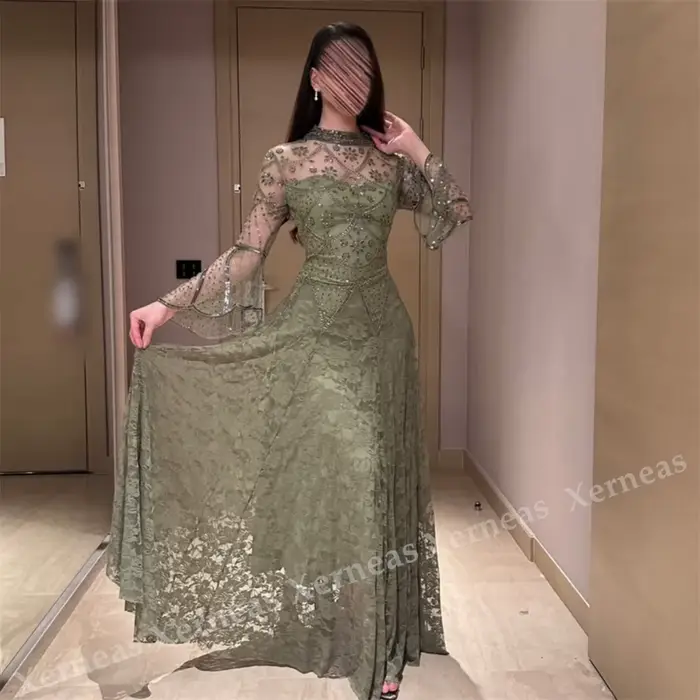 Robes de soirée en dentelle personnalisées pour femmes, robes de bal coupe trapèze, robes élégantes pour dames, robes de fête et de mariage de haute qualité