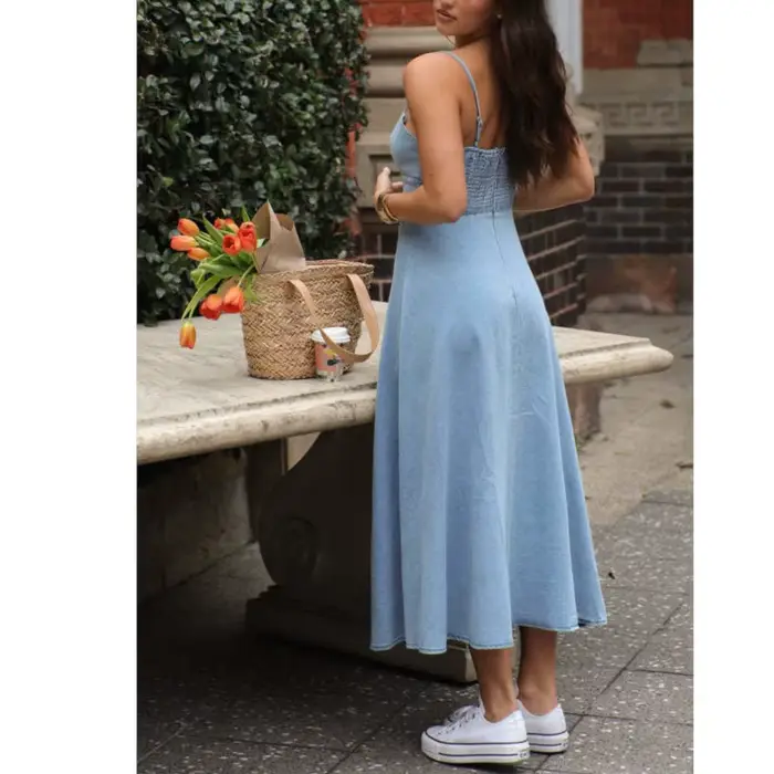 Camisole sans manches en coton décontractée pour femmes printemps été plis mi-mollet spaghetti sangle occasions spéciales