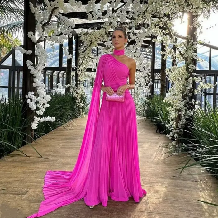 Lucy Rose rouge luxe femme robe de soirée en mousseline de soie cérémonie de mariage femmes élégantes robes de mariée châle pièce formelle personnalisée