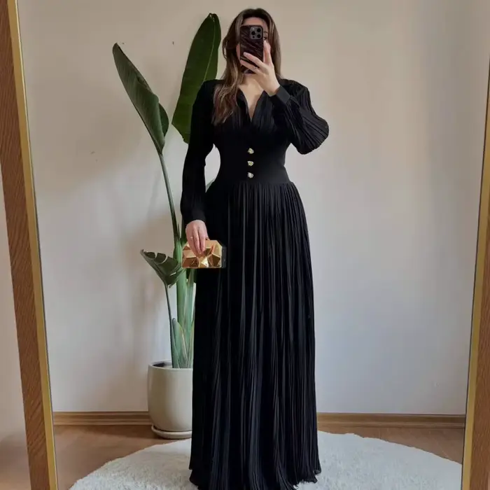 Robe de soirée plissée pour femme